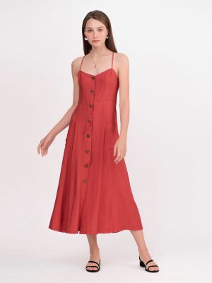 Đầm Camisole Dây Chéo – Đỏ