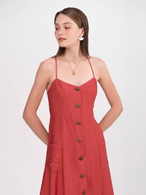 Đầm Camisole Dây Chéo – Đỏ