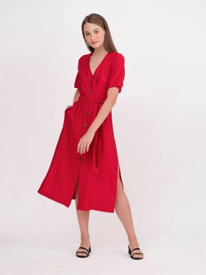 Đầm Xẻ Tà – Đỏ