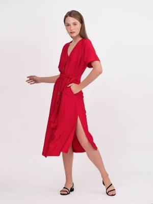 Đầm Xẻ Tà – Đỏ