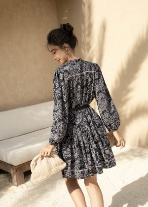 Midnight Paisley Belted Mini