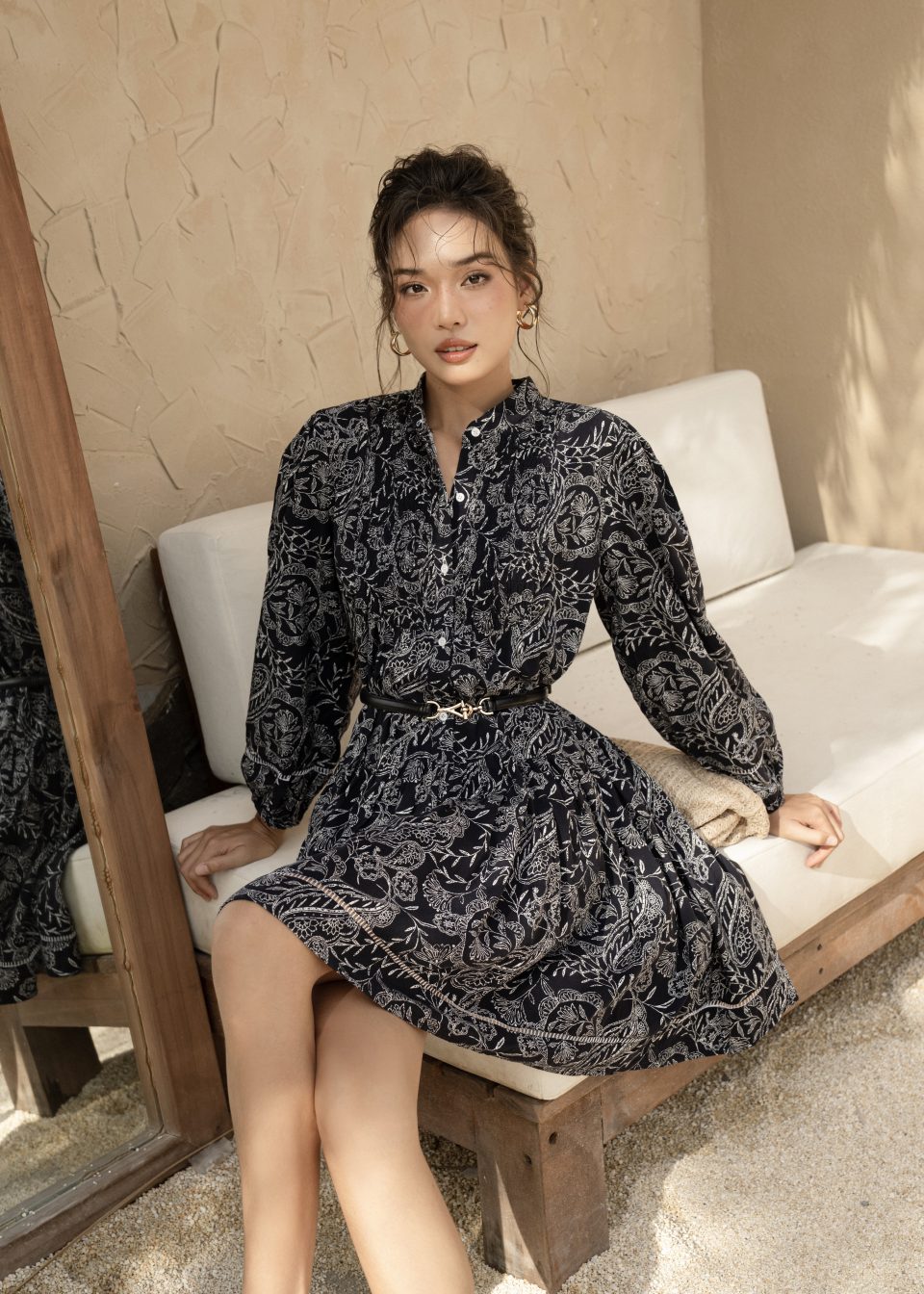 Midnight Paisley Belted Mini