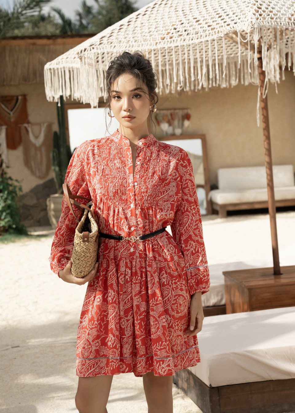 Crimson Smocked Bloom Dress