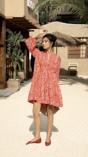 Crimson Smocked Bloom Dress