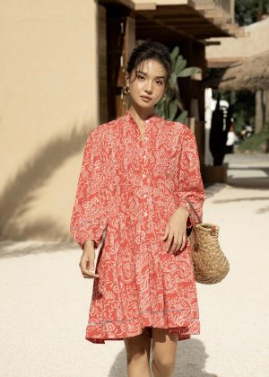 Crimson Smocked Bloom Dress