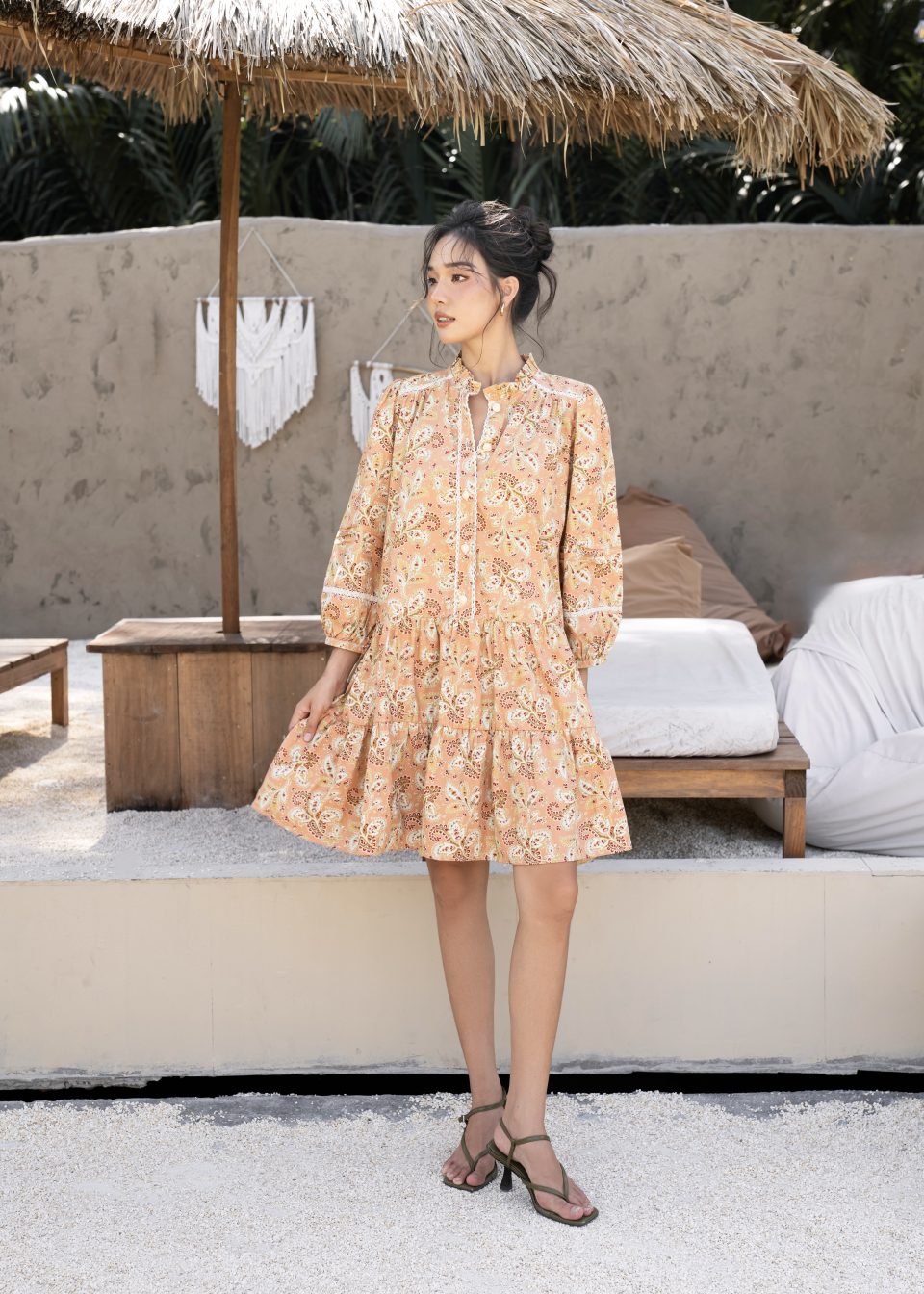 Sunset Paisley Belted Dress