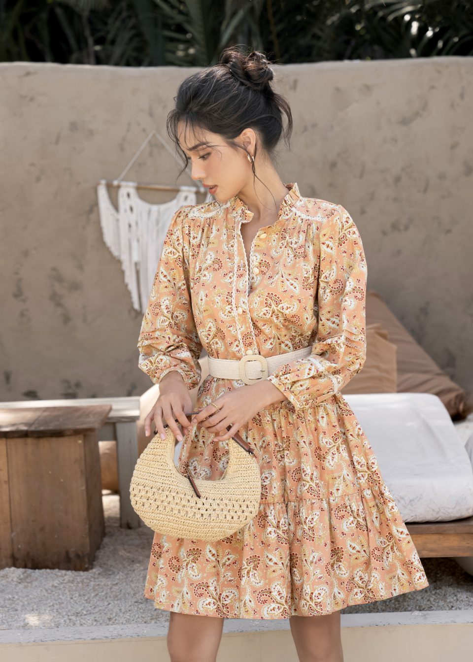 Sunset Paisley Belted Dress