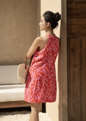 Coral Echo Halter Dress