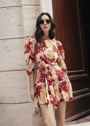 Crimson Mosaic Mini Dress