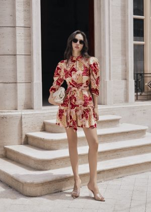 Crimson Mosaic Mini Dress