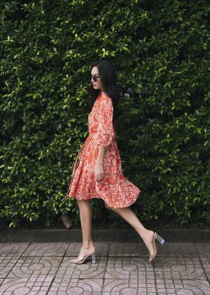 Soft Amber Bow Mini Dress