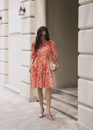 Soft Amber Bow Mini Dress