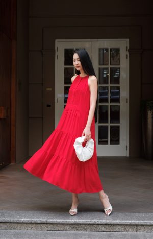 Linen Ruby Red Dress