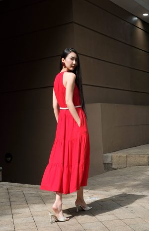 Linen Ruby Red Dress