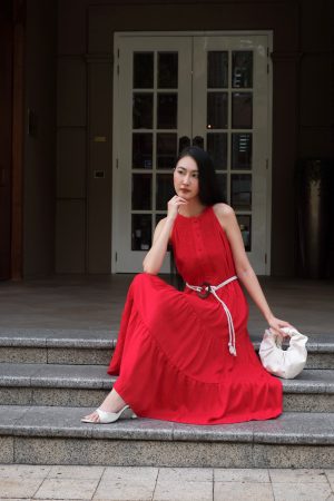 Linen Ruby Red Dress