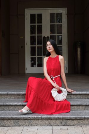 Linen Ruby Red Dress
