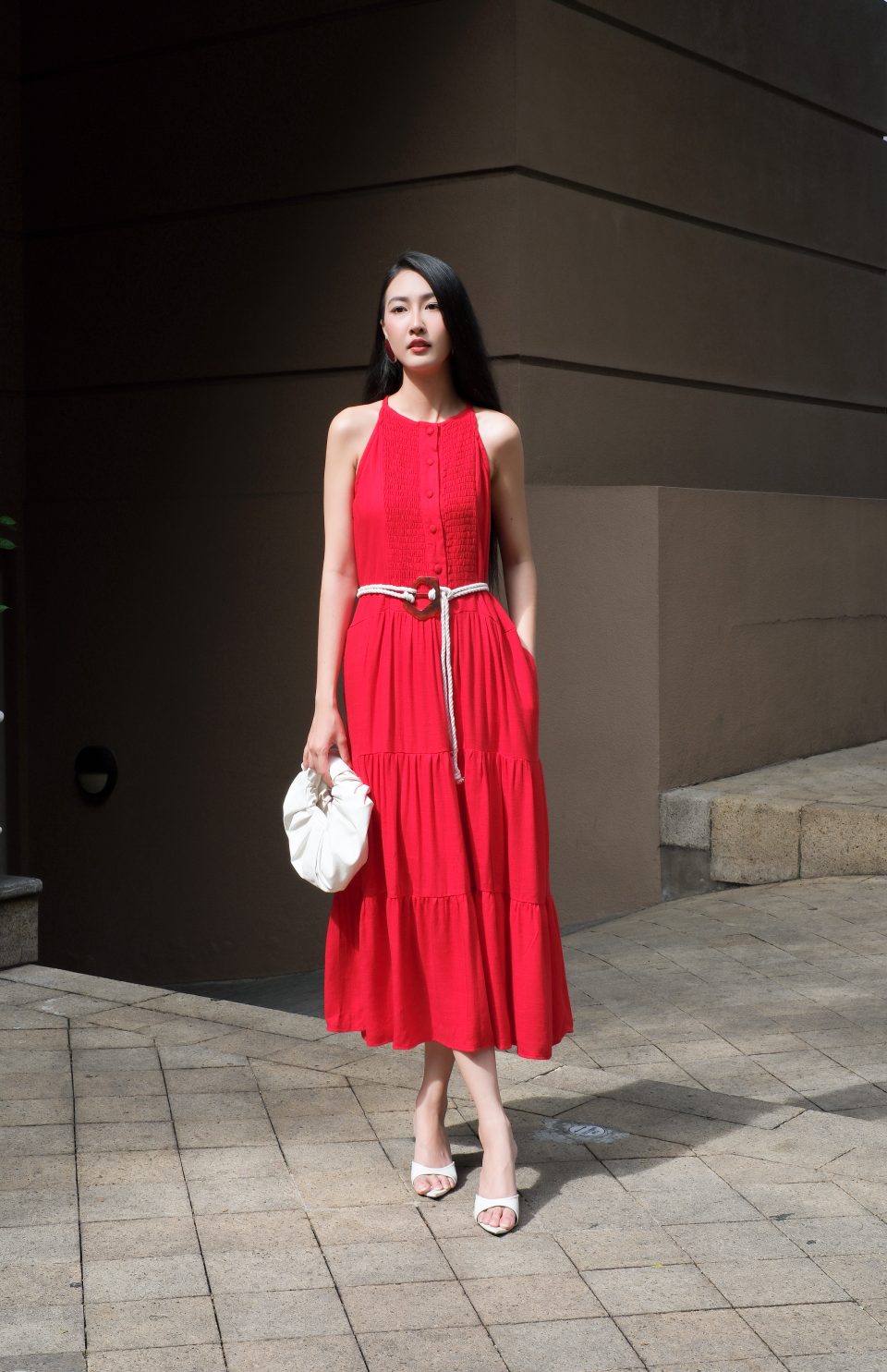 Linen Ruby Red Dress