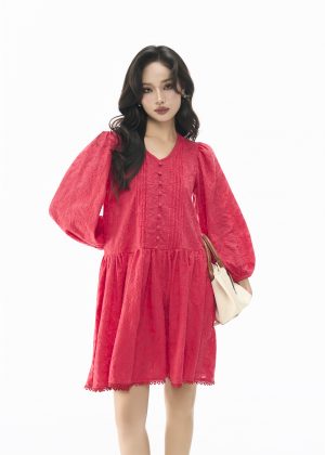 Linen Blush Pink Floral Dress