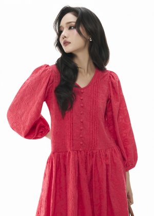 Linen Blush Pink Floral Dress