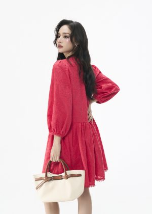 Linen Blush Pink Floral Dress