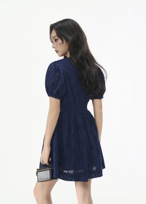 Linen Midnight Blue Floral Dress