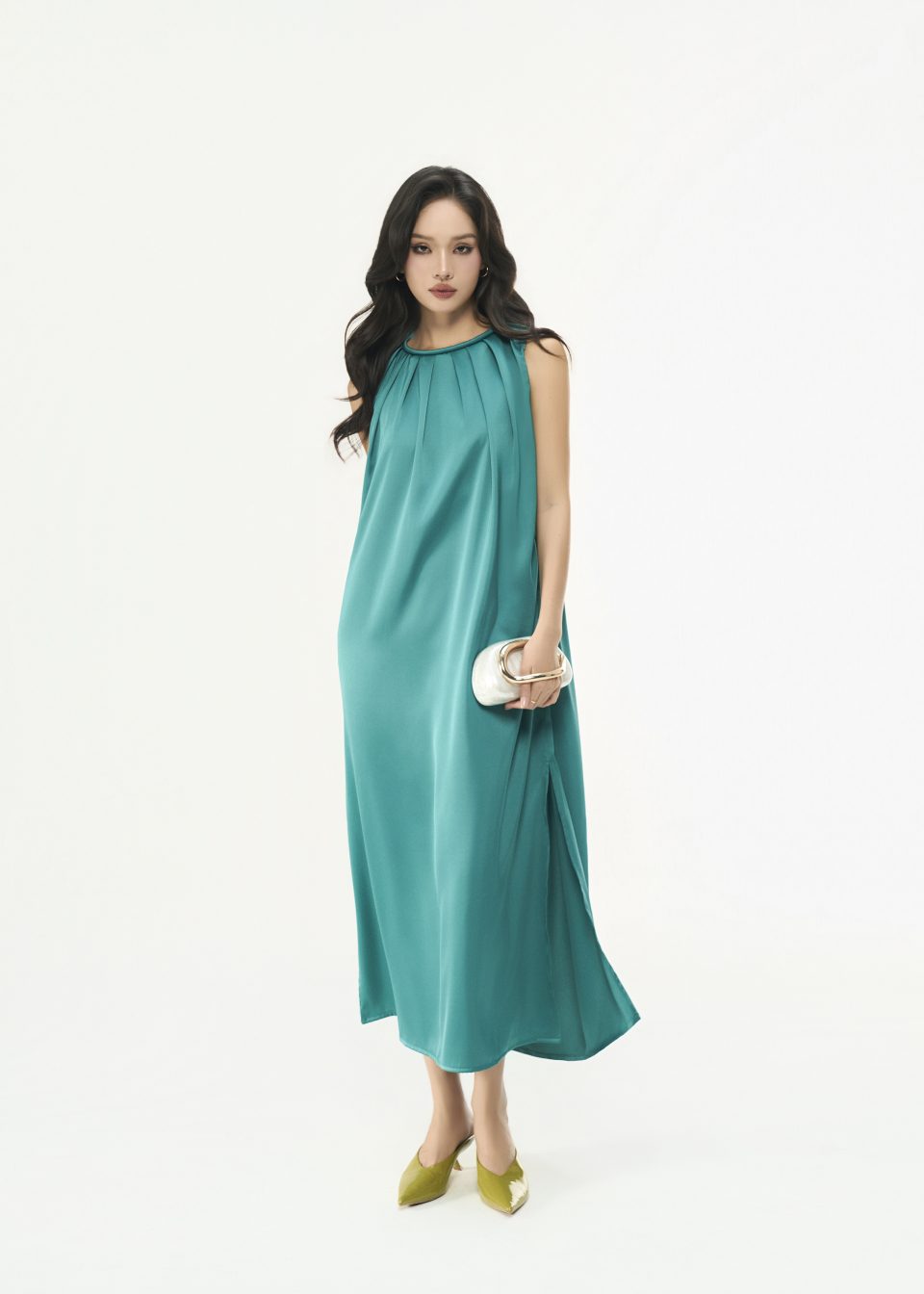 Linen Jade Pearl Dress