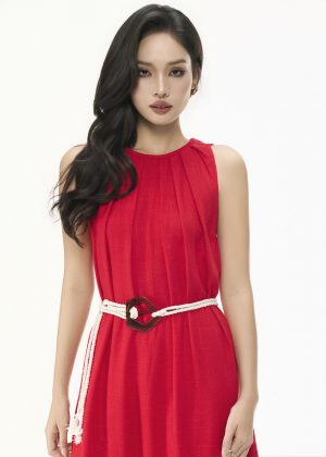 Linen Ruby Red Dress