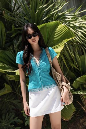 Ocean Lace Top & Skirt Set