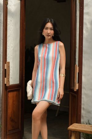 Pastel Stripe Linen Shift Dress