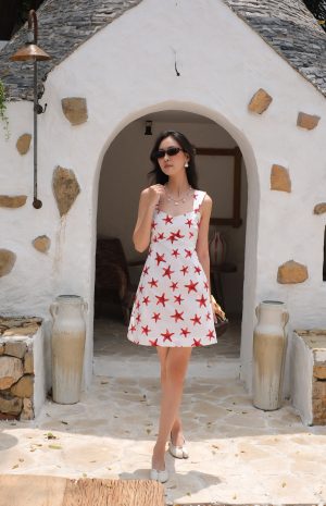 Ivory Starfish Printed A-line Dress