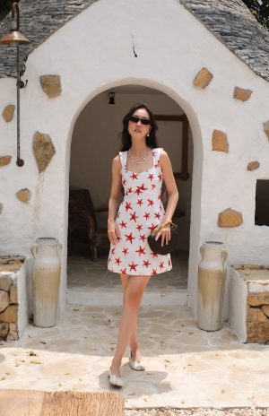 Ivory Starfish Printed A-line Dress