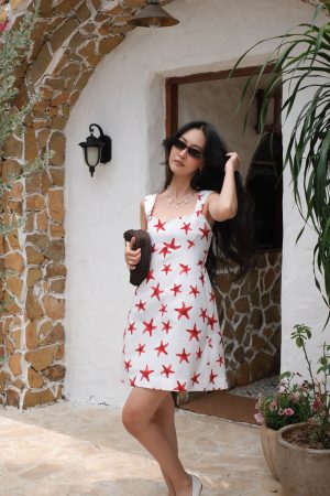 Ivory Starfish Printed A-line Dress